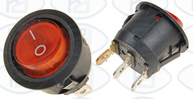Interruptor unipolar  19 mm. balancn 1t, cp, rojo, ter. 5, 10 A